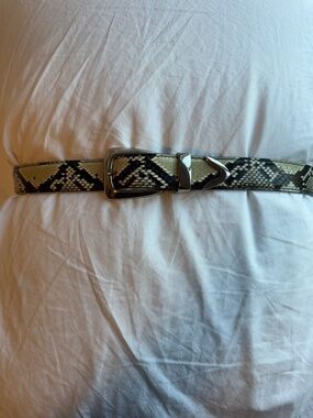 Khaite Benny Python Snake-Embossed Leather Belt Silver Buckle Size 80